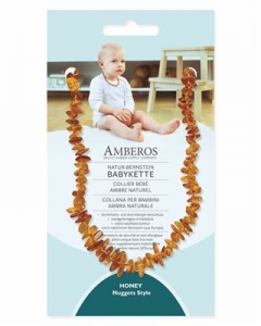 AMBEROS Natur Bernsteinkette Baby Nuggets Honey